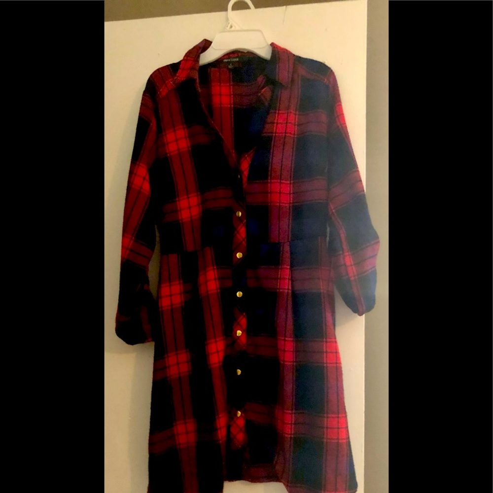 Plaid button up dress